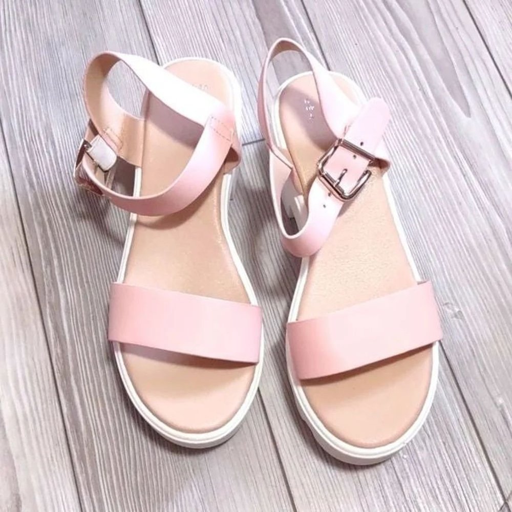 READYSALTED Casual Summer Platform Wedge Double Band Sandals Sz 7